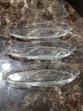 Lot of 3 Vintage Anchor Hocking Heavy Glass Corn-on-the-cob Serving Dishes